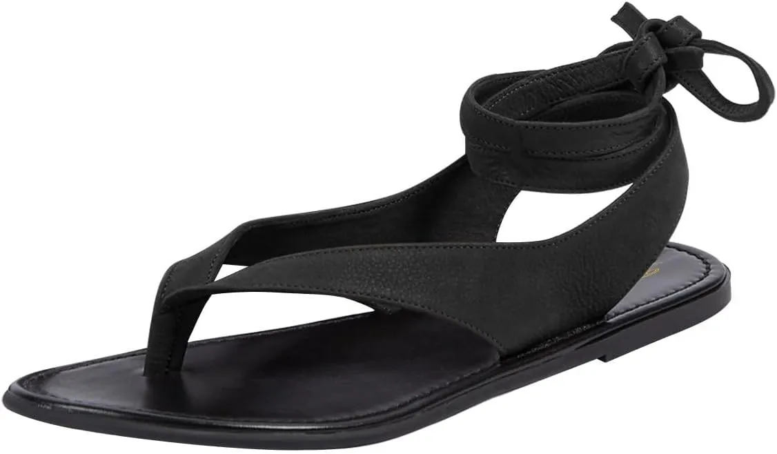 FOWT Women Split Round Toe Sandals Lace up Strappy Comfortable Flats Casual Summer Soft Flip Flop Shoes Size 4-16 US