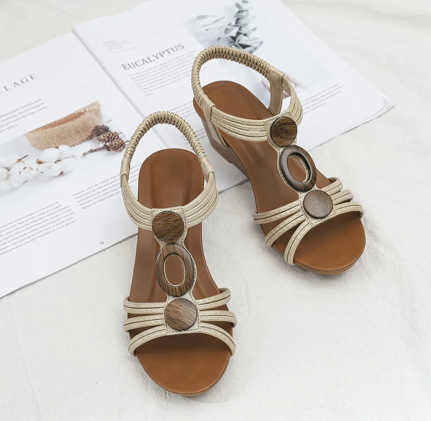 FRALOSHA Wedge Sandals for Women Dressy Open Toe Comfy Casual Summer High Heel Platform Breathable Beach Sandals