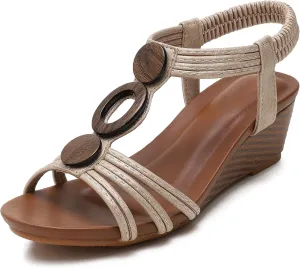 FRALOSHA Wedge Sandals for Women Dressy Open Toe Comfy Casual Summer High Heel Platform Breathable Beach Sandals