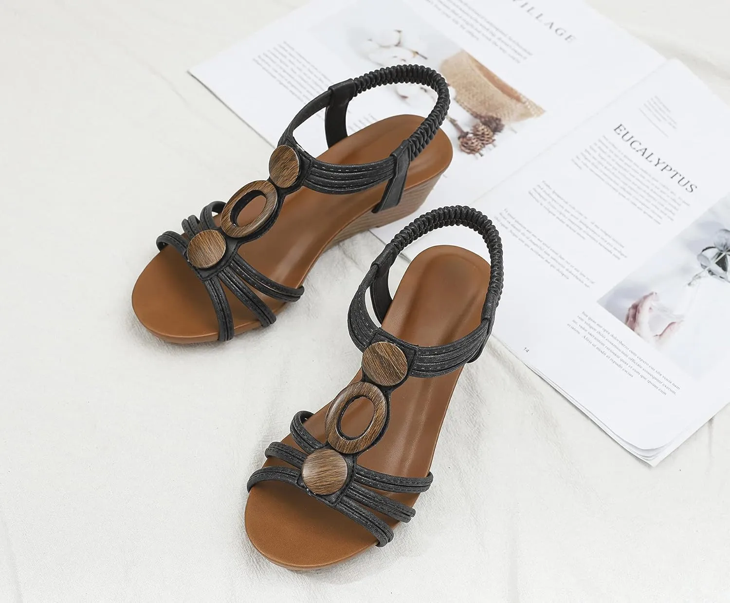 FRALOSHA Wedge Sandals for Women Dressy Open Toe Comfy Casual Summer High Heel Platform Breathable Beach Sandals