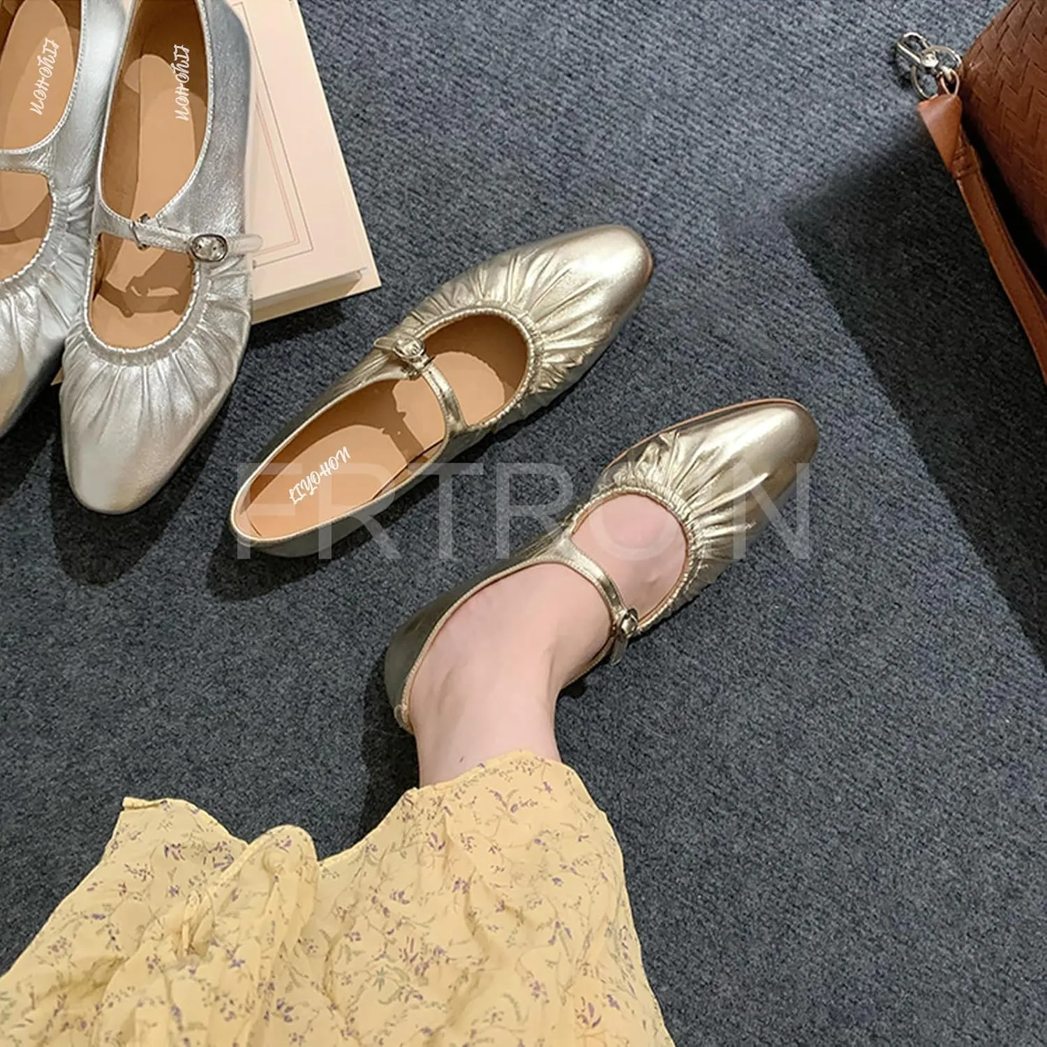 FRTROIN Mary Jane Dress Shoes for Women 2025 Comfortable Casual Work Black Ballet Flats