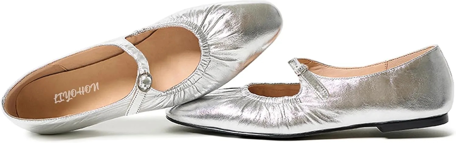 FRTROIN Mary Jane Dress Shoes for Women 2025 Comfortable Casual Work Black Ballet Flats