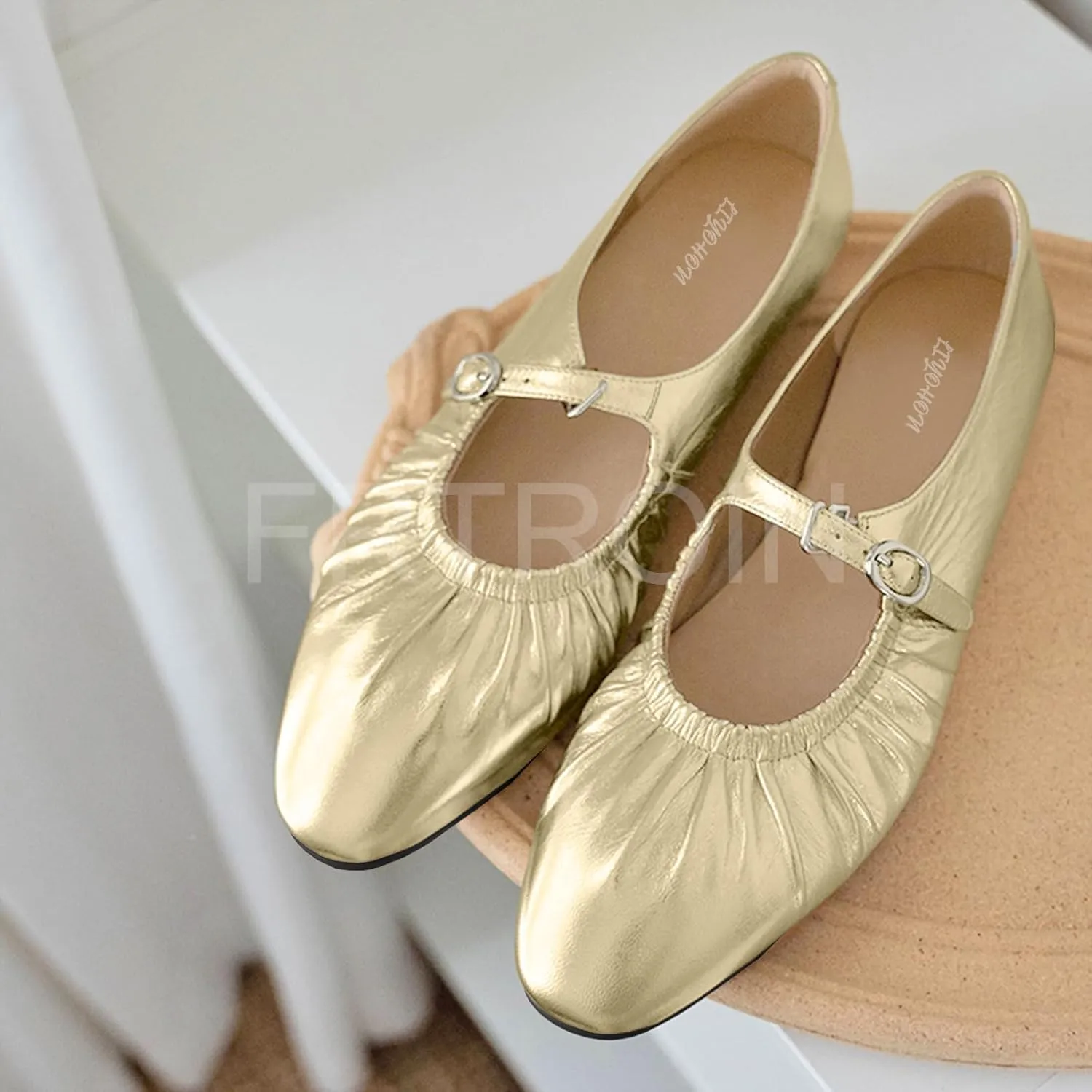 FRTROIN Mary Jane Dress Shoes for Women 2025 Comfortable Casual Work Black Ballet Flats