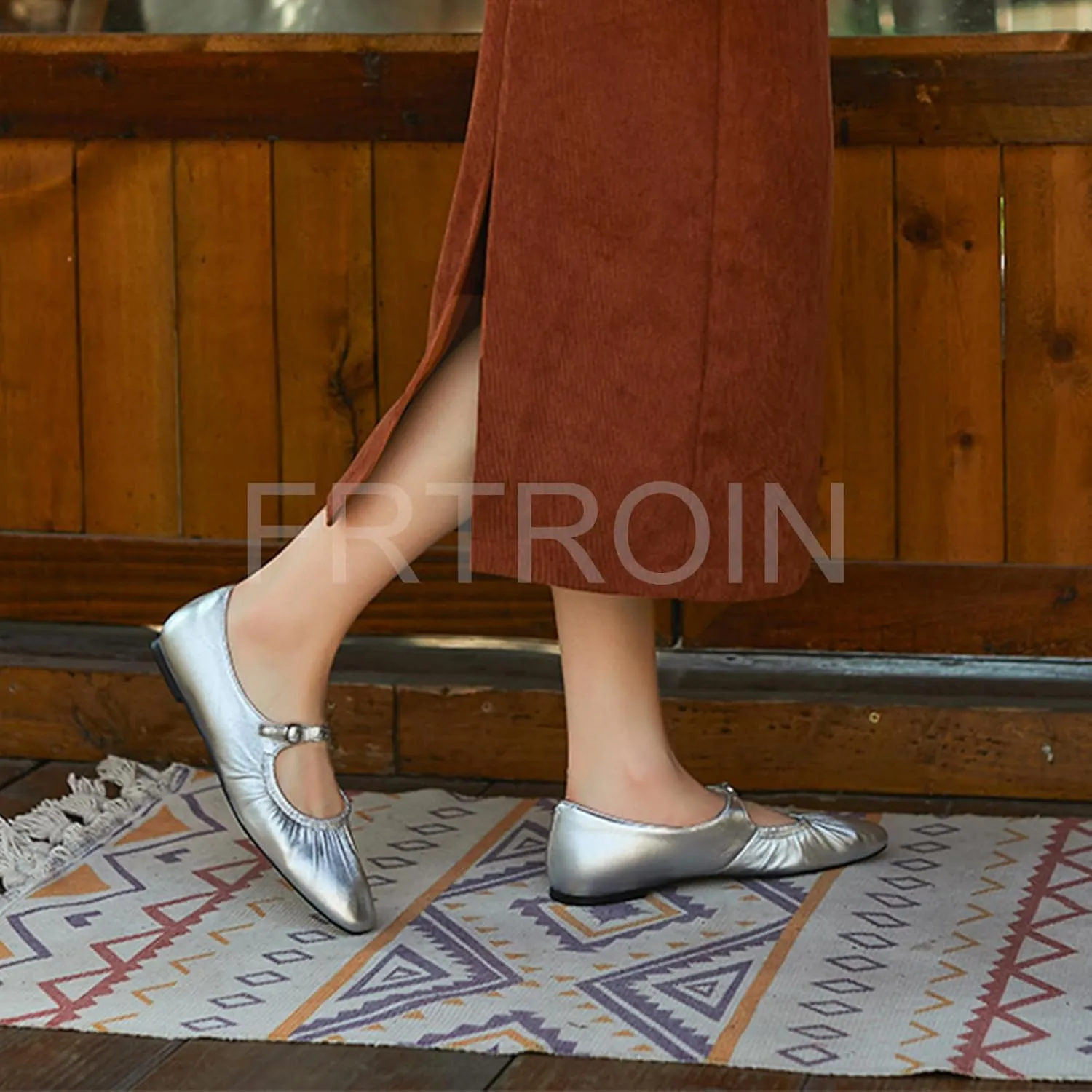 FRTROIN Mary Jane Dress Shoes for Women 2025 Comfortable Casual Work Black Ballet Flats