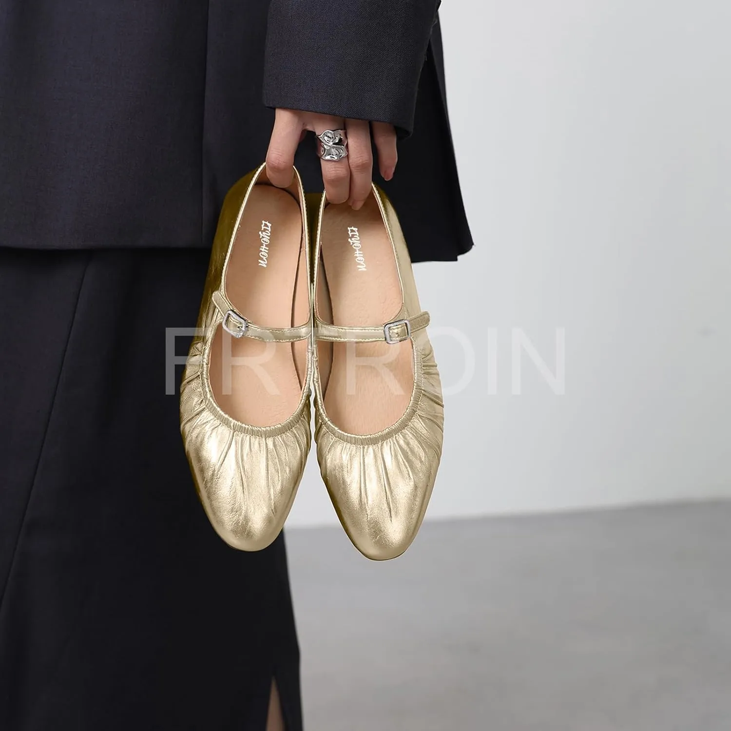 FRTROIN Mary Jane Dress Shoes for Women 2025 Comfortable Casual Work Black Ballet Flats