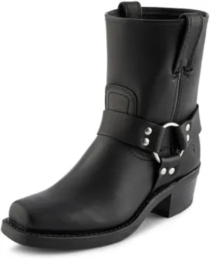 Frye Harness 8R Boots for Women Crafted from Washed and Oiled Italian Leather with Stacked Leather Heel and Rubber Outsole with Welt Construction