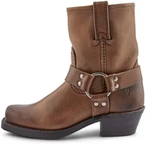 Frye Harness 8R Boots for Women Crafted from Washed and Oiled Italian Leather with Stacked Leather Heel and Rubber Outsole with Welt Construction