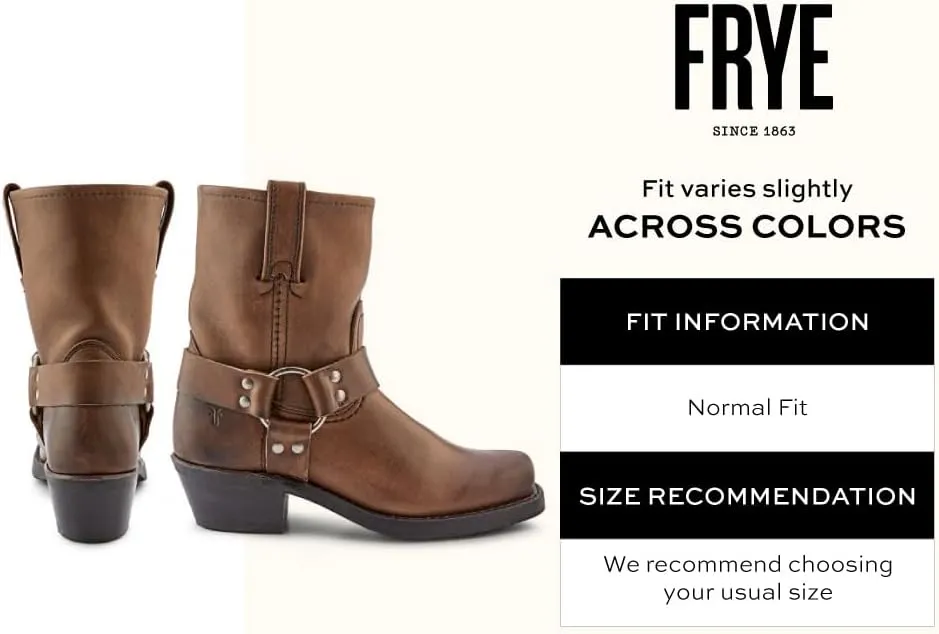 Frye Harness 8R Boots for Women Crafted from Washed and Oiled Italian Leather with Stacked Leather Heel and Rubber Outsole with Welt Construction