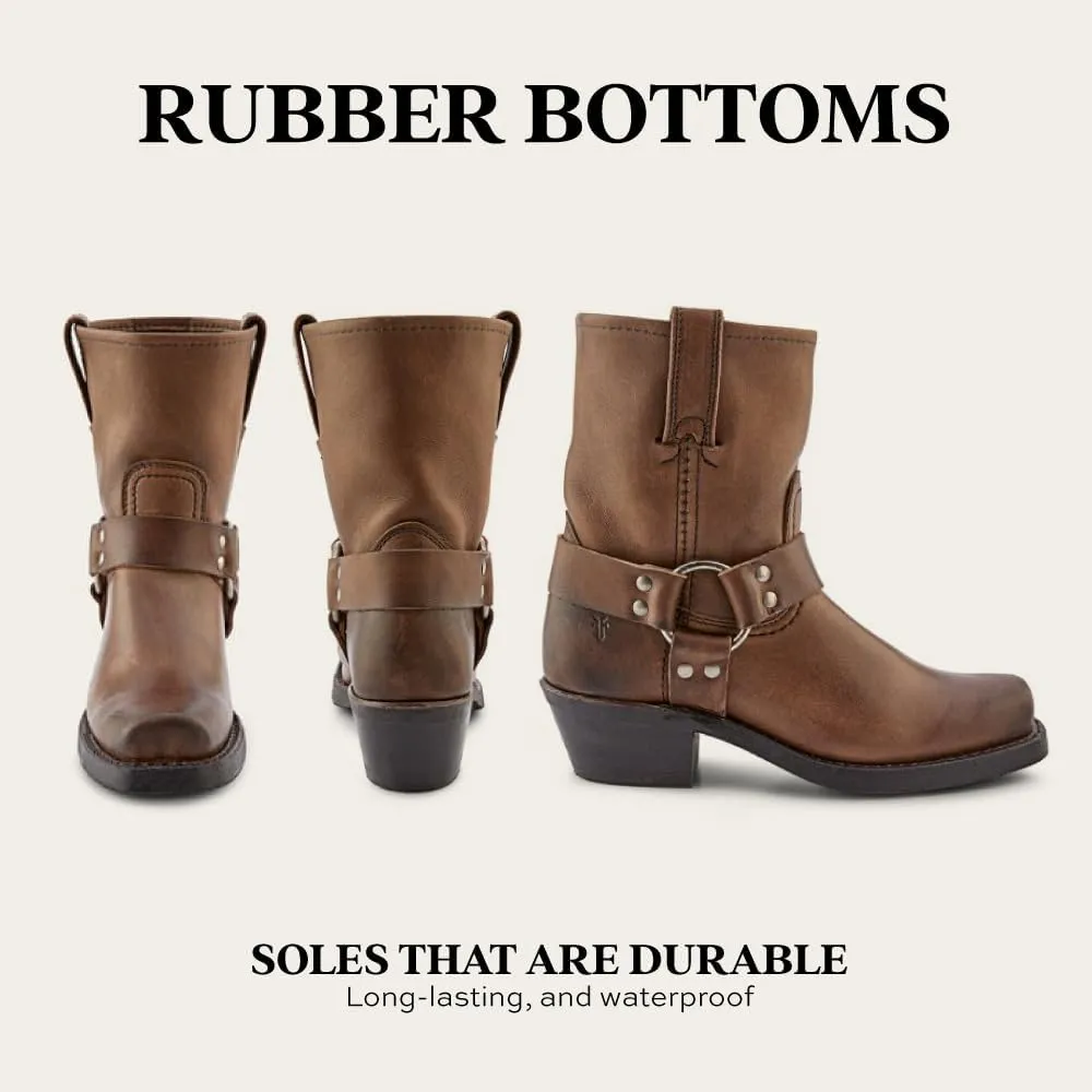 Frye Harness 8R Boots for Women Crafted from Washed and Oiled Italian Leather with Stacked Leather Heel and Rubber Outsole with Welt Construction