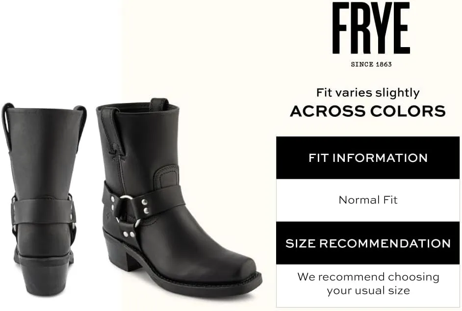 Frye Harness 8R Boots for Women Crafted from Washed and Oiled Italian Leather with Stacked Leather Heel and Rubber Outsole with Welt Construction