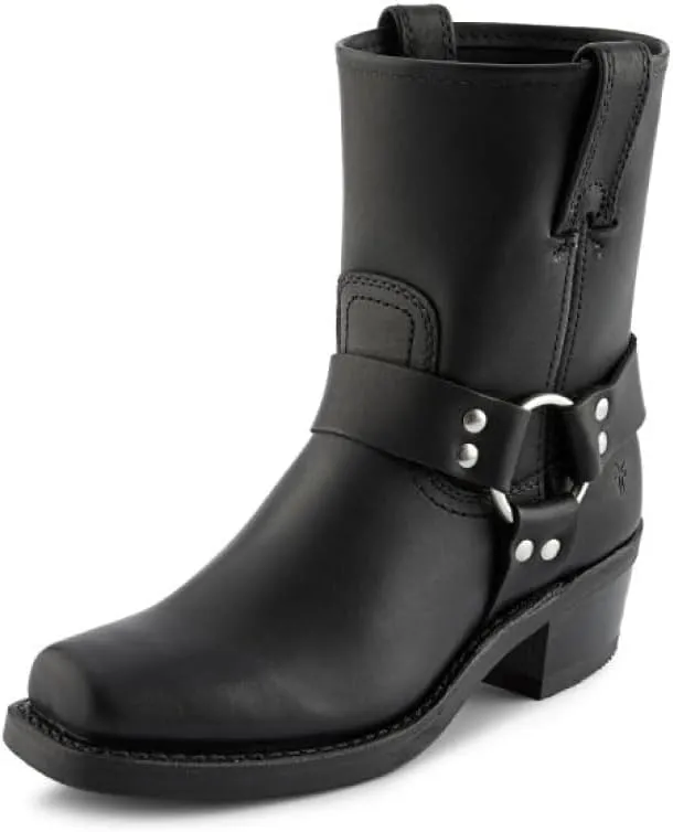 Frye Harness 8R Boots for Women Crafted from Washed and Oiled Italian Leather with Stacked Leather Heel and Rubber Outsole with Welt Construction