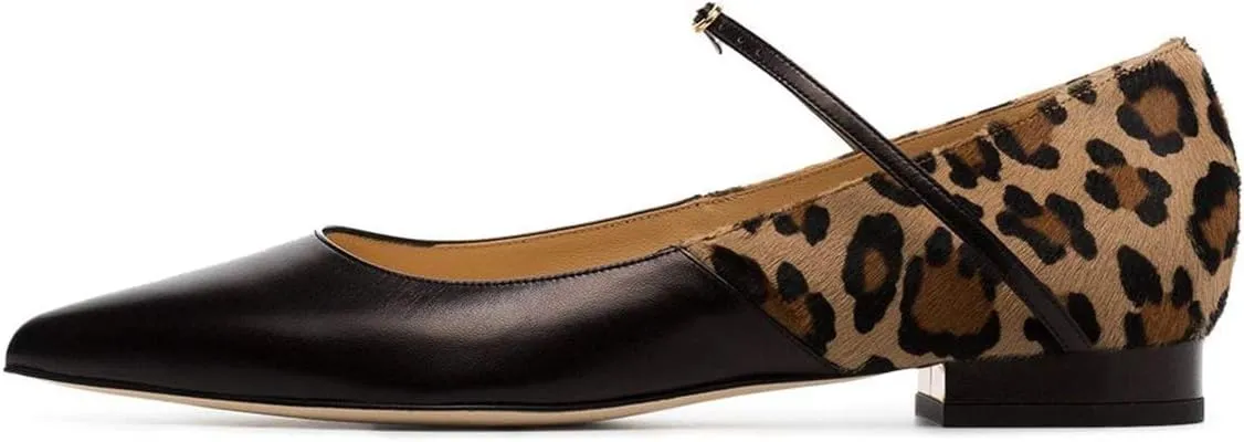 FSJ Women Sexy Leopard Prints Flats Hidden Low Heels Pumps Closed Pointy Toe Slip On Shoes Size 4-15 US