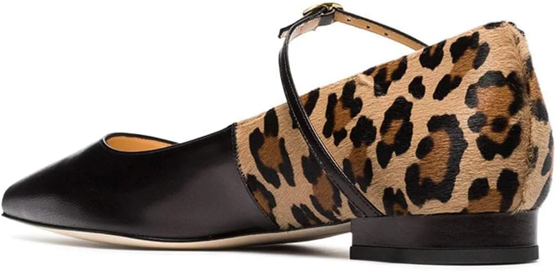 FSJ Women Sexy Leopard Prints Flats Hidden Low Heels Pumps Closed Pointy Toe Slip On Shoes Size 4-15 US