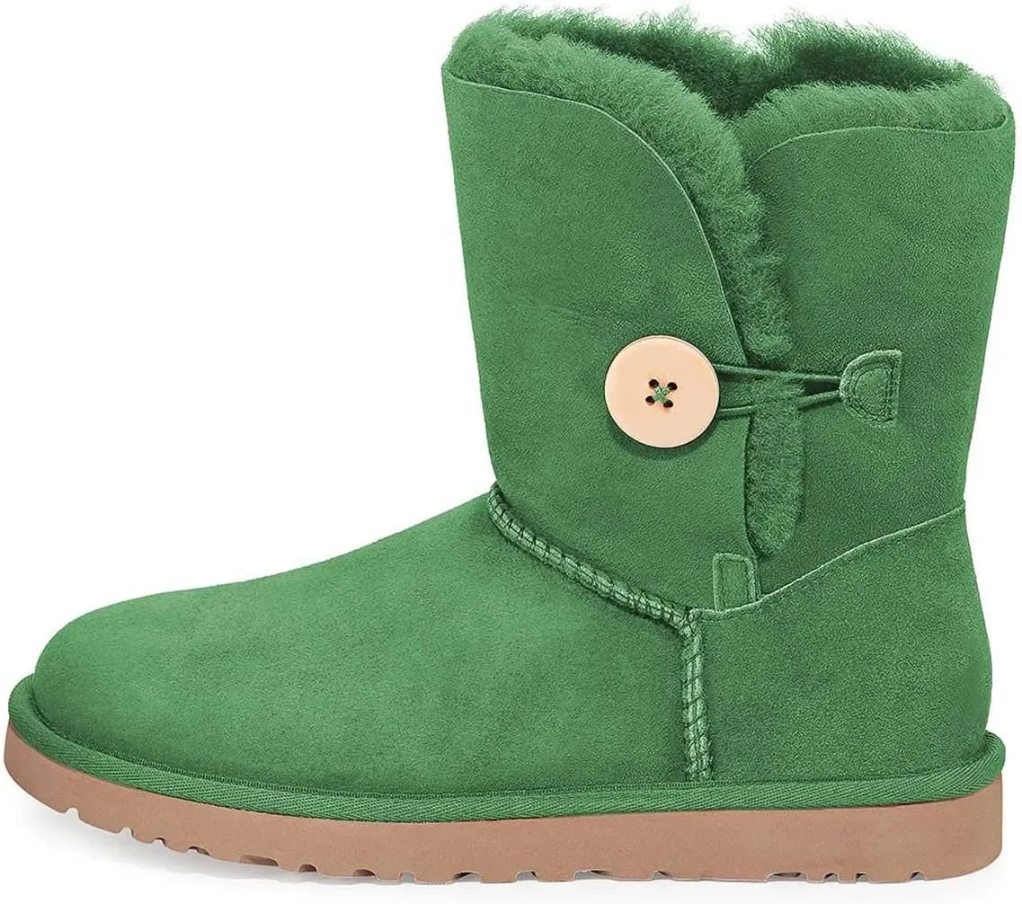 FSJ Women Winter Mid Calf Snow Boots Round Toe Flat Warm Fur Low Heel Comfy Shoes Size 4-15 US