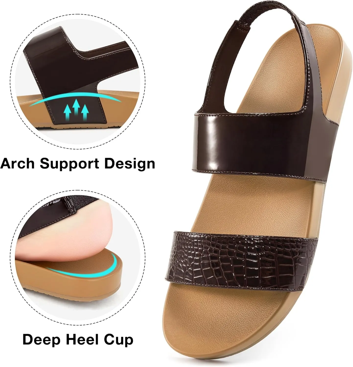 FUDYNMALC Womens Walking Sandals Comfortable: Summer Orthopedic Shoes Casual Slip On Footwear with Elastic Straps Outdoor Beach Flats