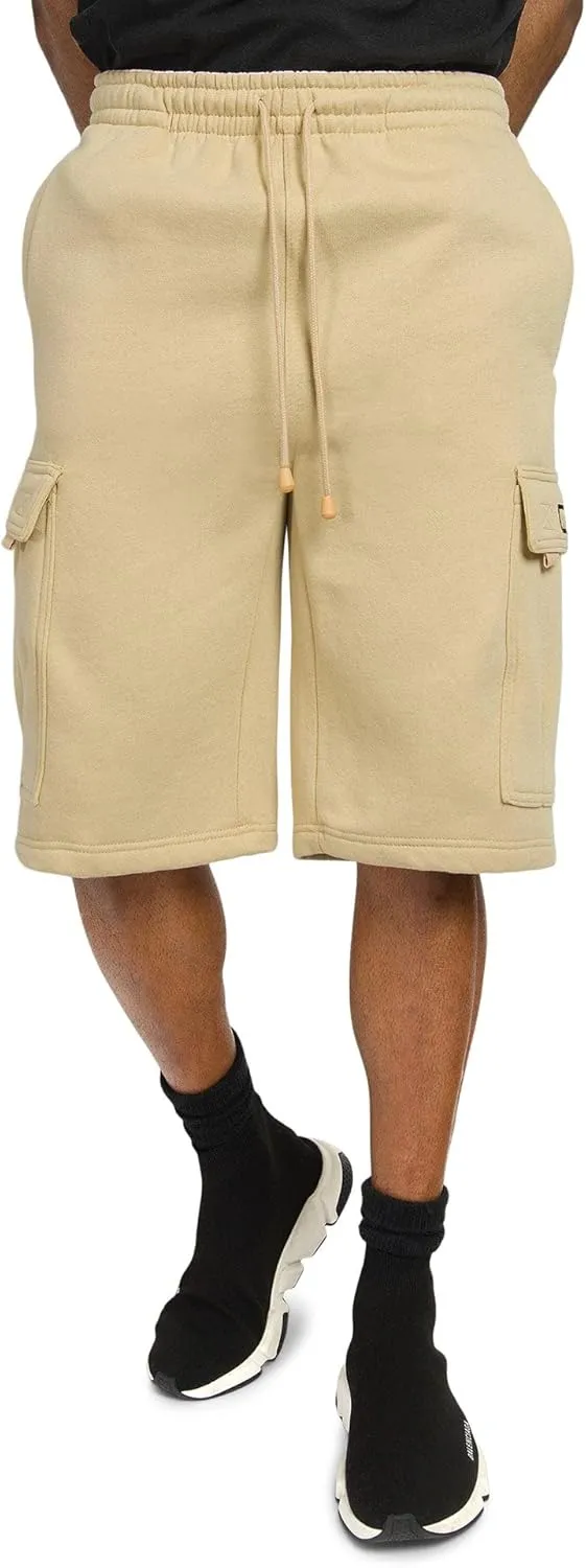 G-Style USA Men's Solid Fleece Heavyweight Cargo Shorts