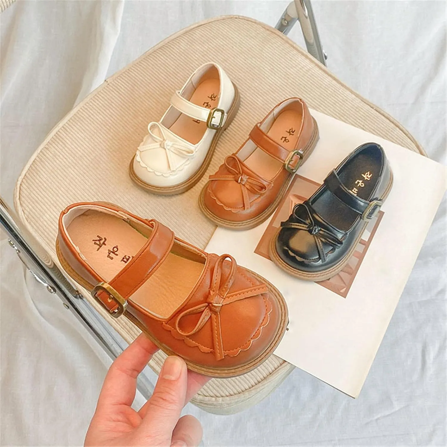 Girls Kids Mary Jane Shoes 𝗟ow Heels Closed Toe Ankle Sandals Childrens Girl Breathable Non Slip Soft Dress Dance Shoes