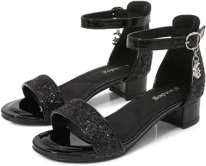 Girls Low Heel Chunky Sandals Wedding Dress Pumps Shoes