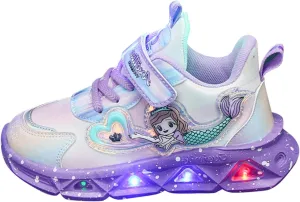 Girls’ Princess Shoes Slip On Light-Up Sneakers Mermai𝐝 Shoes Breathable Mesh Sneakers Toddler Girl Tennis Shoes