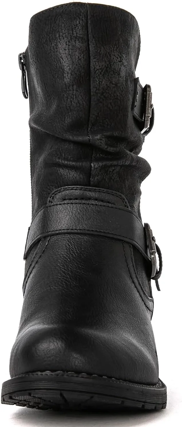GLOBALWIN Women's Fur Booties Fashion Combat Ankle Boots For Women