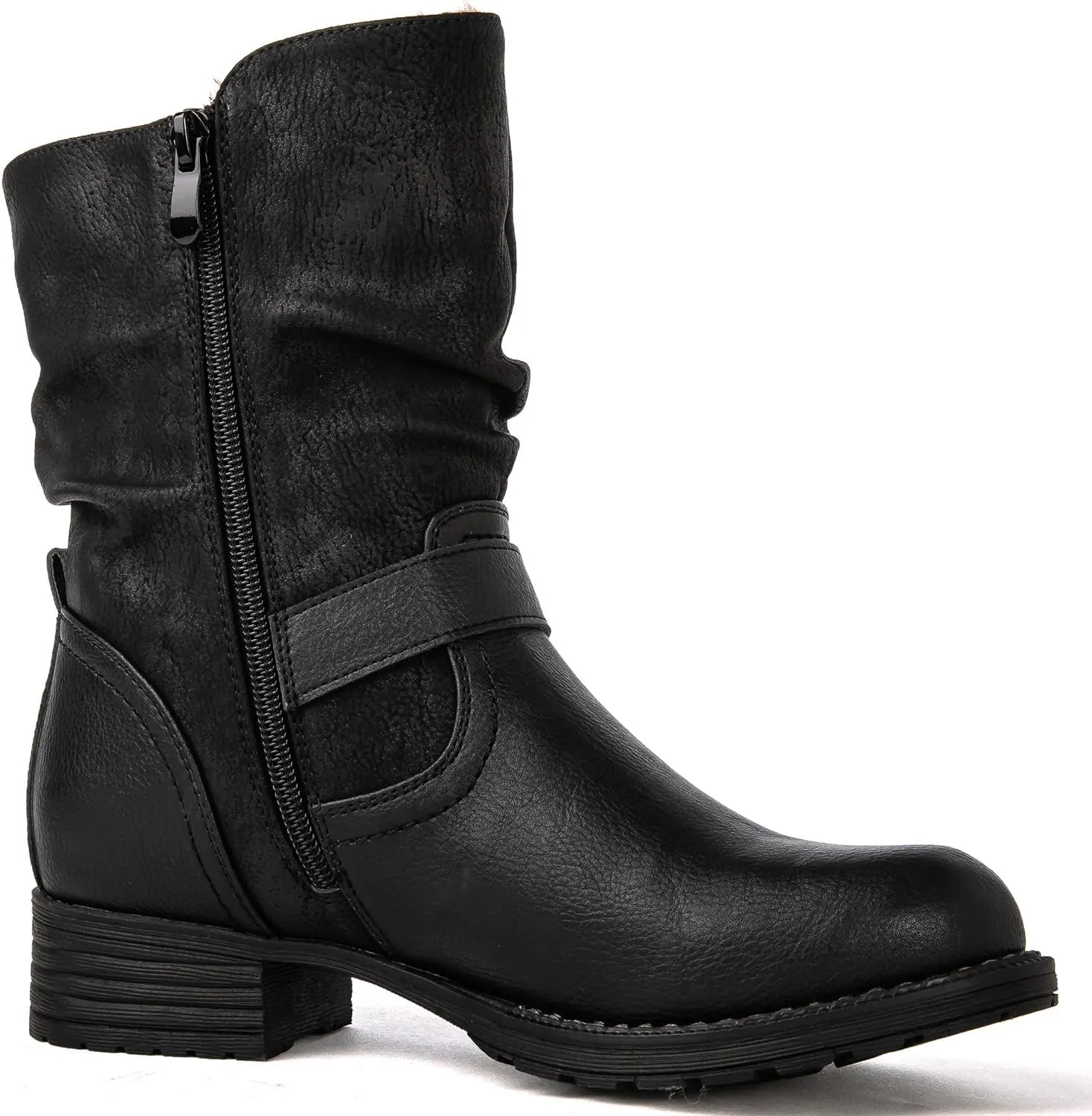 GLOBALWIN Women's Fur Booties Fashion Combat Ankle Boots For Women