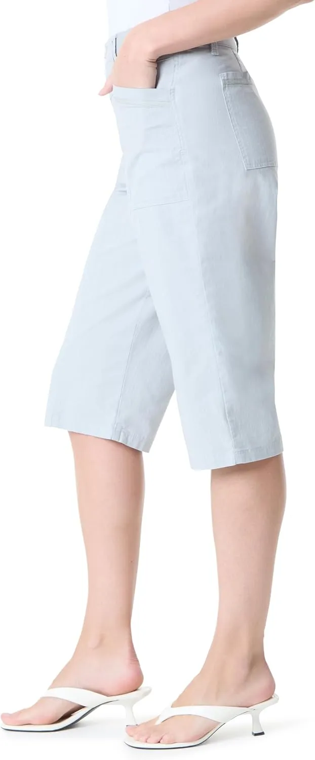 Gloria Vanderbilt Women's High Rise Ribbed Waist Cargo Skimmer Short Standard
