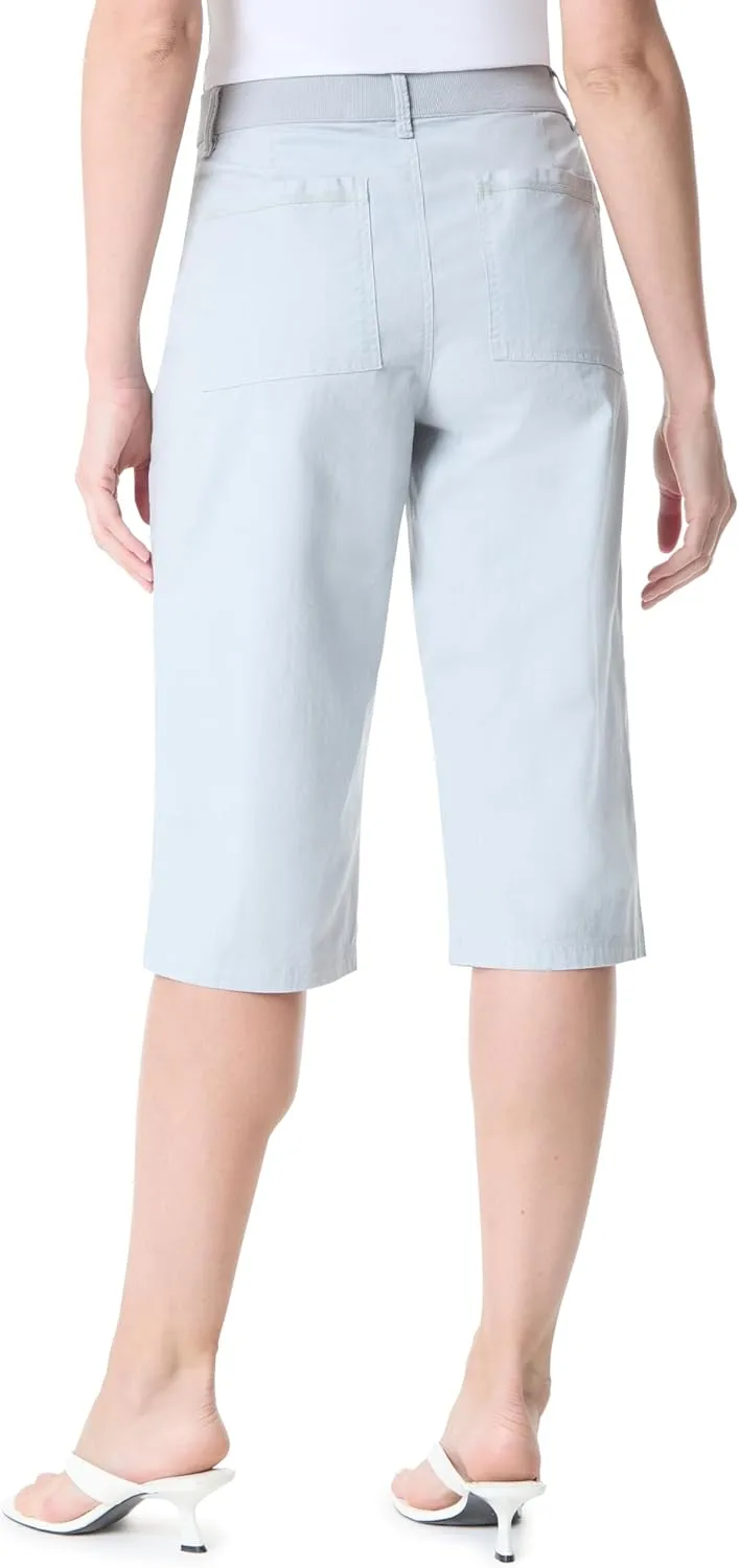 Gloria Vanderbilt Women's High Rise Ribbed Waist Cargo Skimmer Short Standard