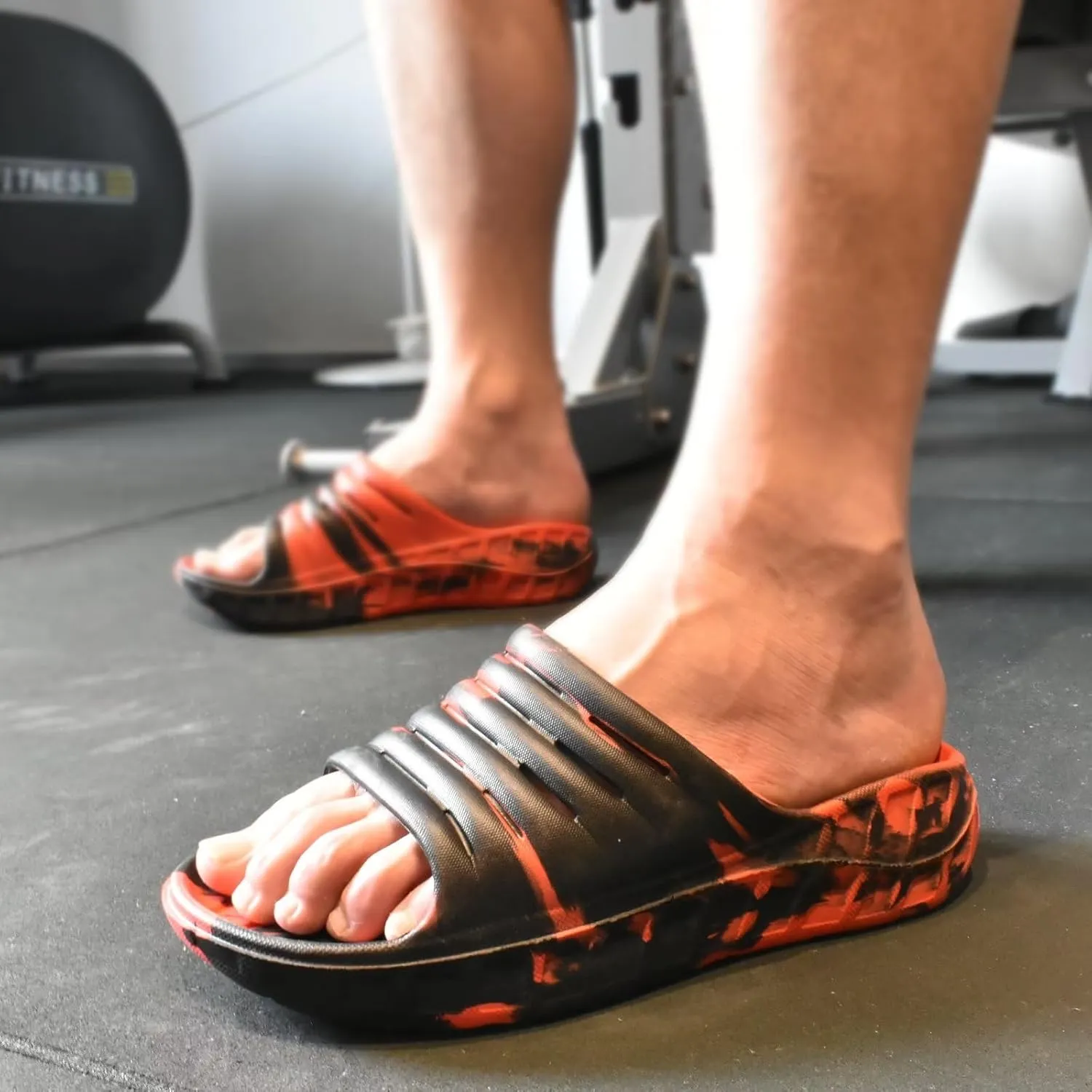 GPOS Mens Sport Recovery Sandals Plantar Fasciitis Thick Cushion Slides Sandals Lightweight Comfort Orthotic Slippers
