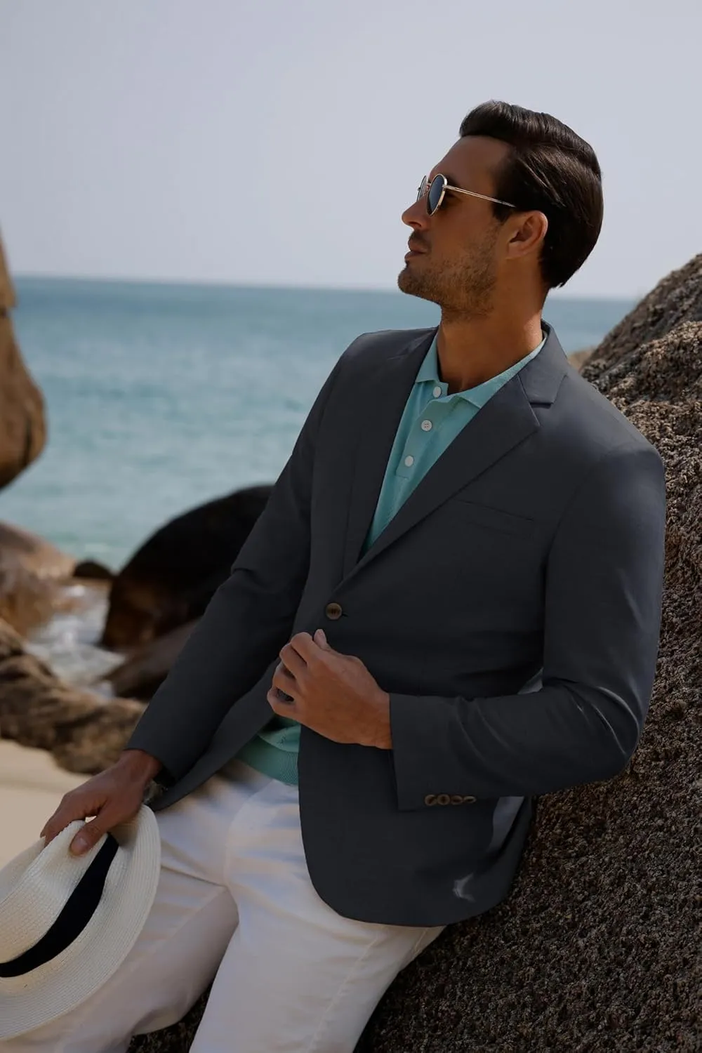 GRACE KARIN Men's Casual Blazer Suit Jackets 2 Button Lightweight Sport Coats