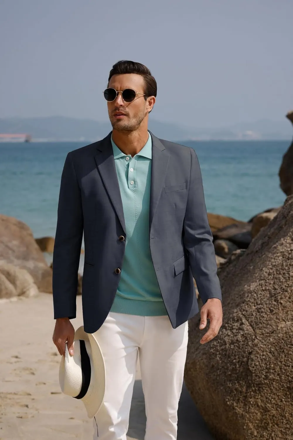 GRACE KARIN Men's Casual Blazer Suit Jackets 2 Button Lightweight Sport Coats