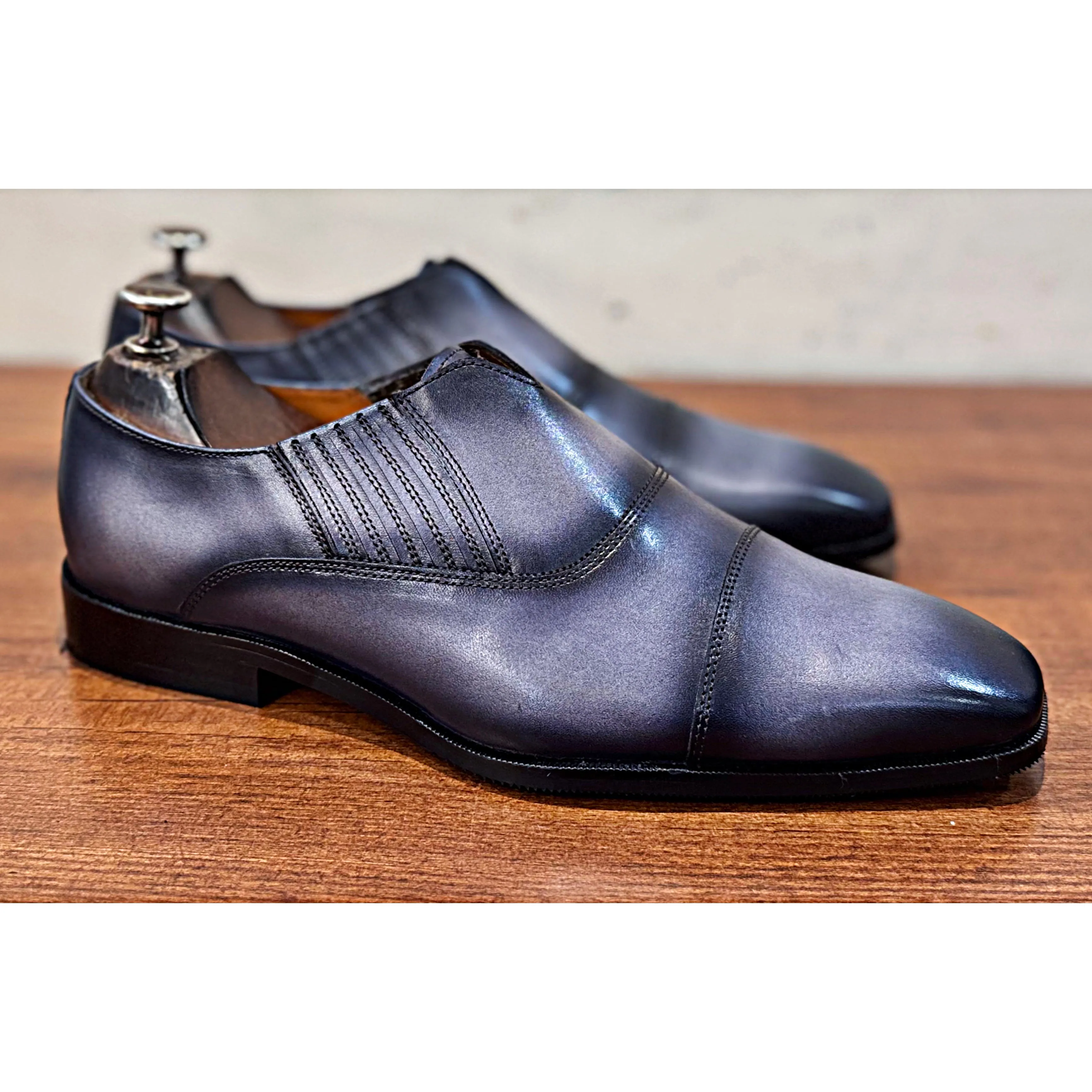 Grey Hand Patina Loafers Italia