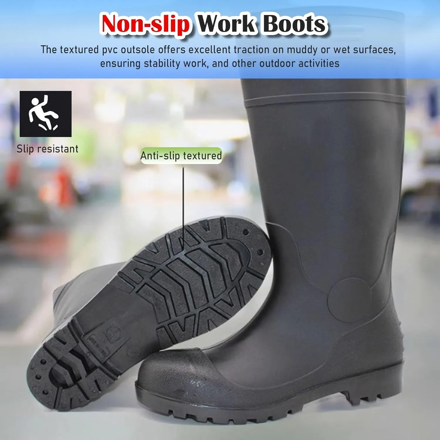 HAIXHX Anti-electrocution Dielectric Boots, 20 KV PVC Tall Safety Protective Footwear Non-Slip, Safety Aids for Electrical Work with Anti-Smashing Puncture-Proof(46)