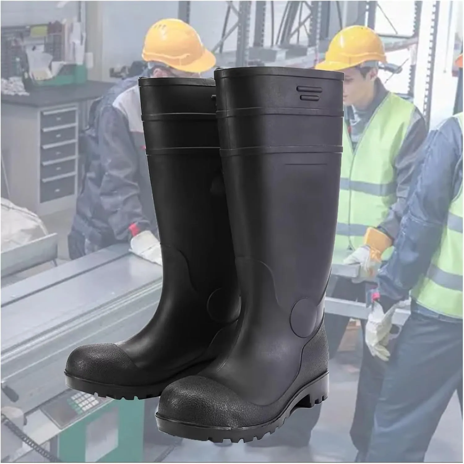 HAIXHX Anti-electrocution Dielectric Boots, 20 KV PVC Tall Safety Protective Footwear Non-Slip, Safety Aids for Electrical Work with Anti-Smashing Puncture-Proof(46)