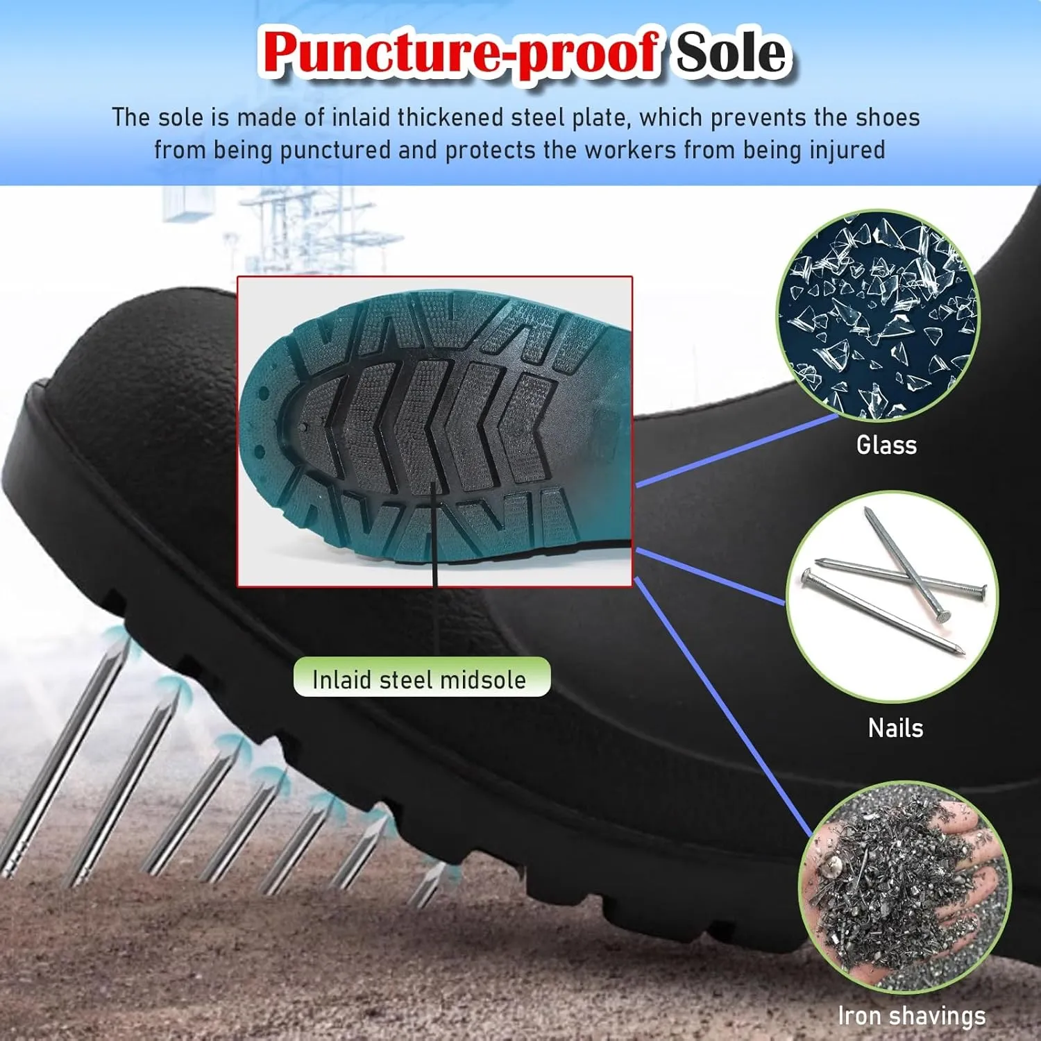HAIXHX Anti-electrocution Dielectric Boots, 20 KV PVC Tall Safety Protective Footwear Non-Slip, Safety Aids for Electrical Work with Anti-Smashing Puncture-Proof(46)