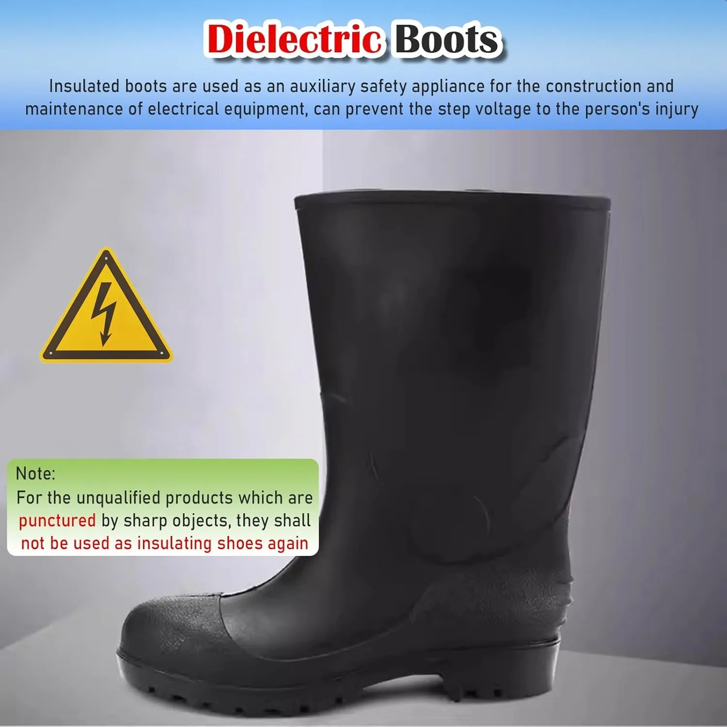 HAIXHX Anti-electrocution Dielectric Boots, 20 KV PVC Tall Safety Protective Footwear Non-Slip, Safety Aids for Electrical Work with Anti-Smashing Puncture-Proof(46)