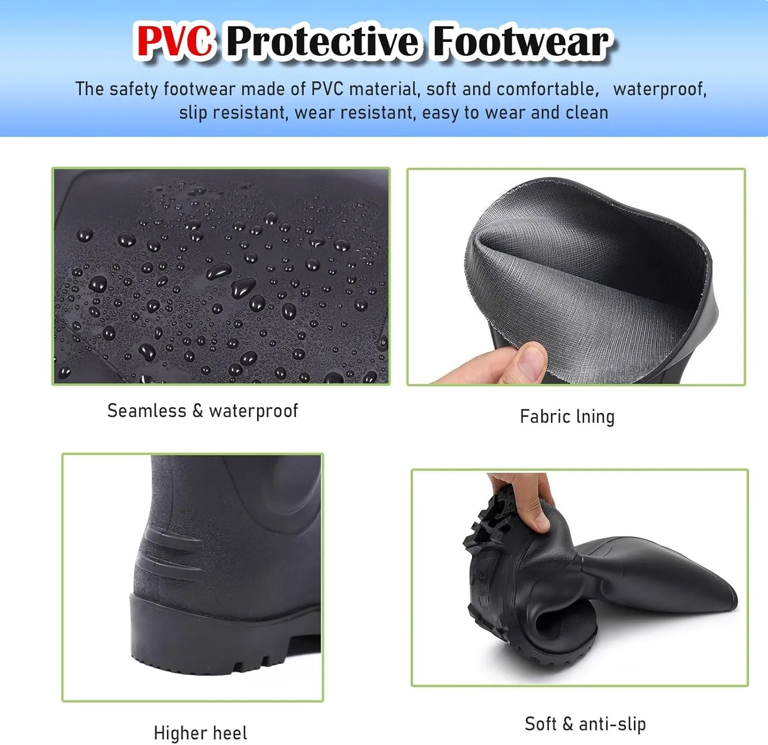 HAIXHX Anti-electrocution Dielectric Boots, 20 KV PVC Tall Safety Protective Footwear Non-Slip, Safety Aids for Electrical Work with Anti-Smashing Puncture-Proof(46)