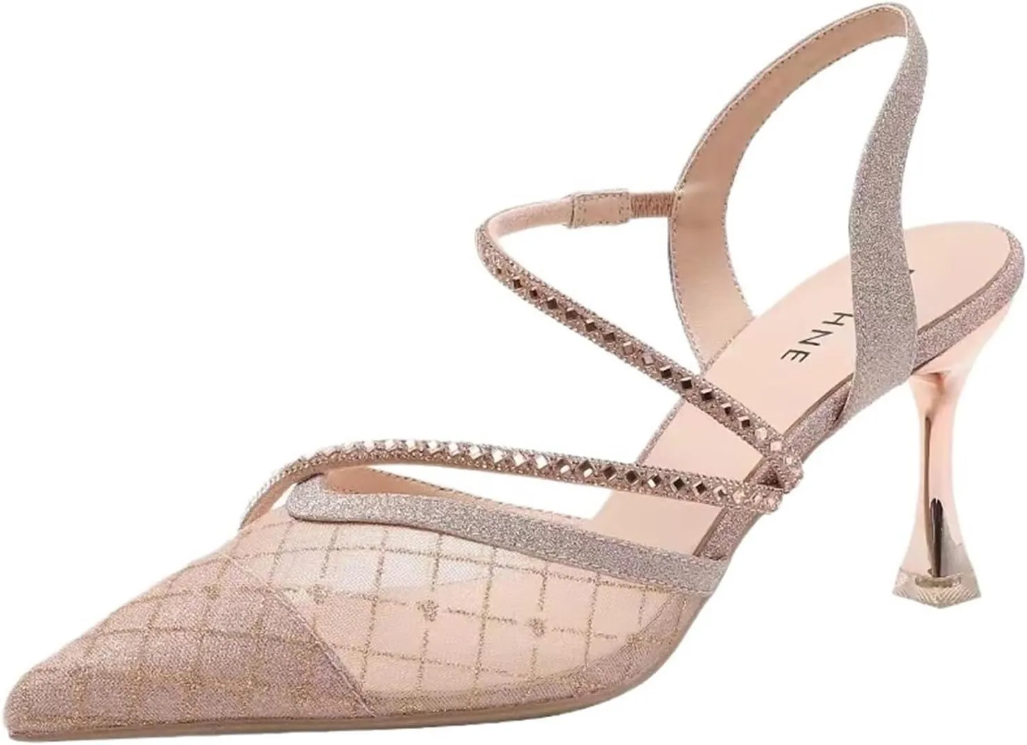 High Heels Breathable Women's Pointed Toe Mesh Leather Stiletto Work Shoes Sandals