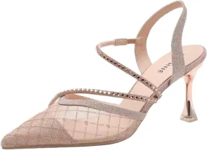 High Heels Breathable Women's Pointed Toe Mesh Leather Stiletto Work Shoes Sandals
