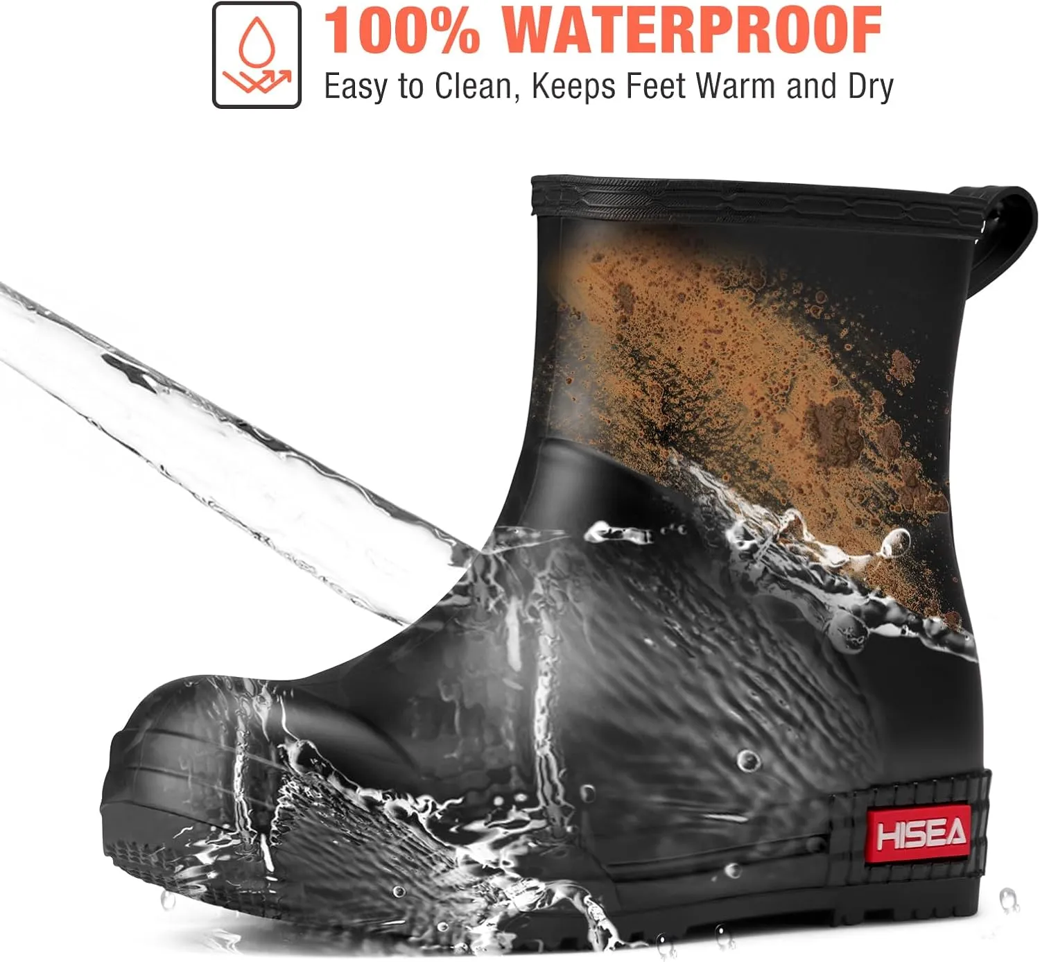 HISEA Women's Short Chelsea Boots Ankle Rubber Rain Boots for Garden Waterproof