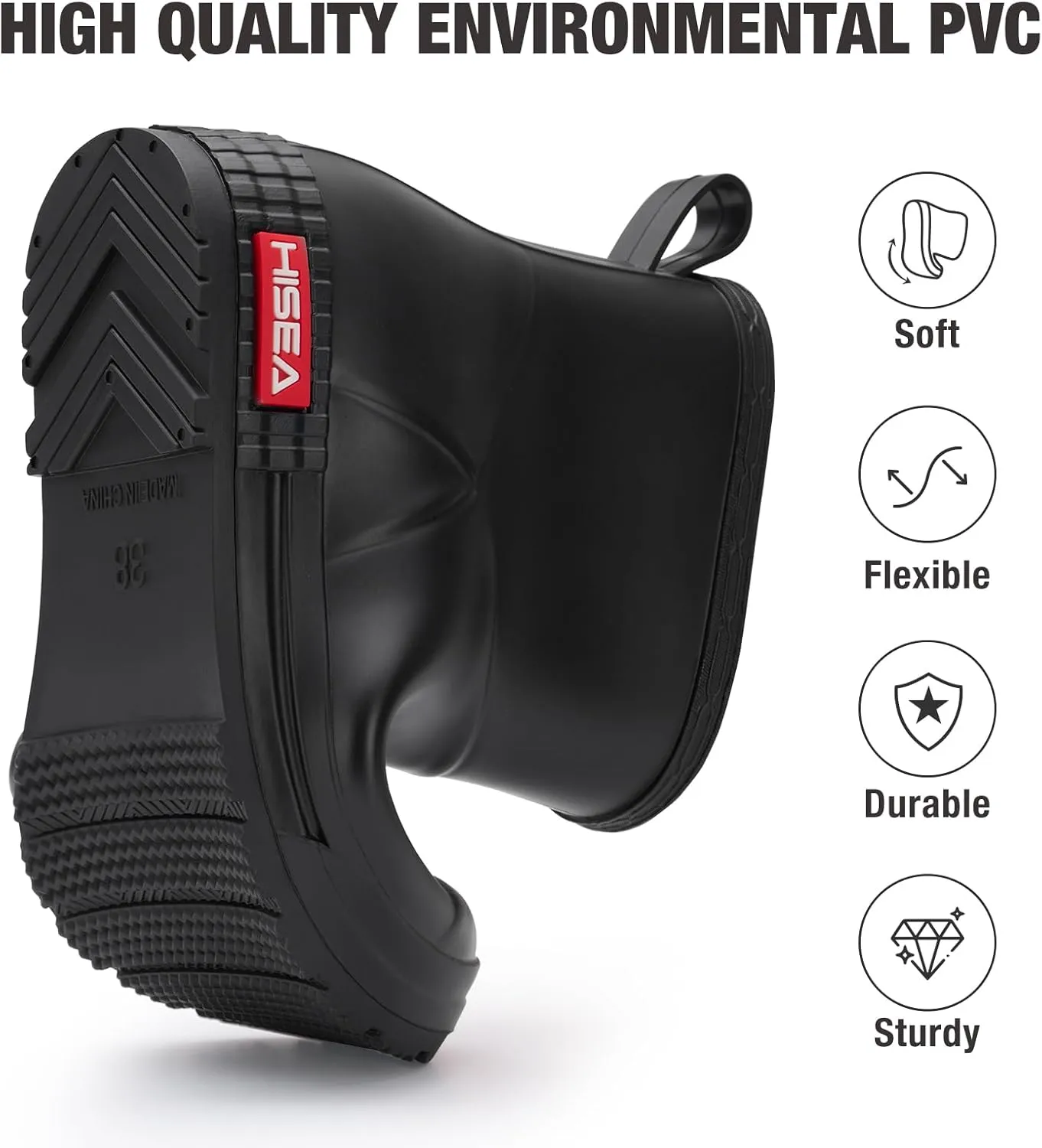 HISEA Women's Short Chelsea Boots Ankle Rubber Rain Boots for Garden Waterproof