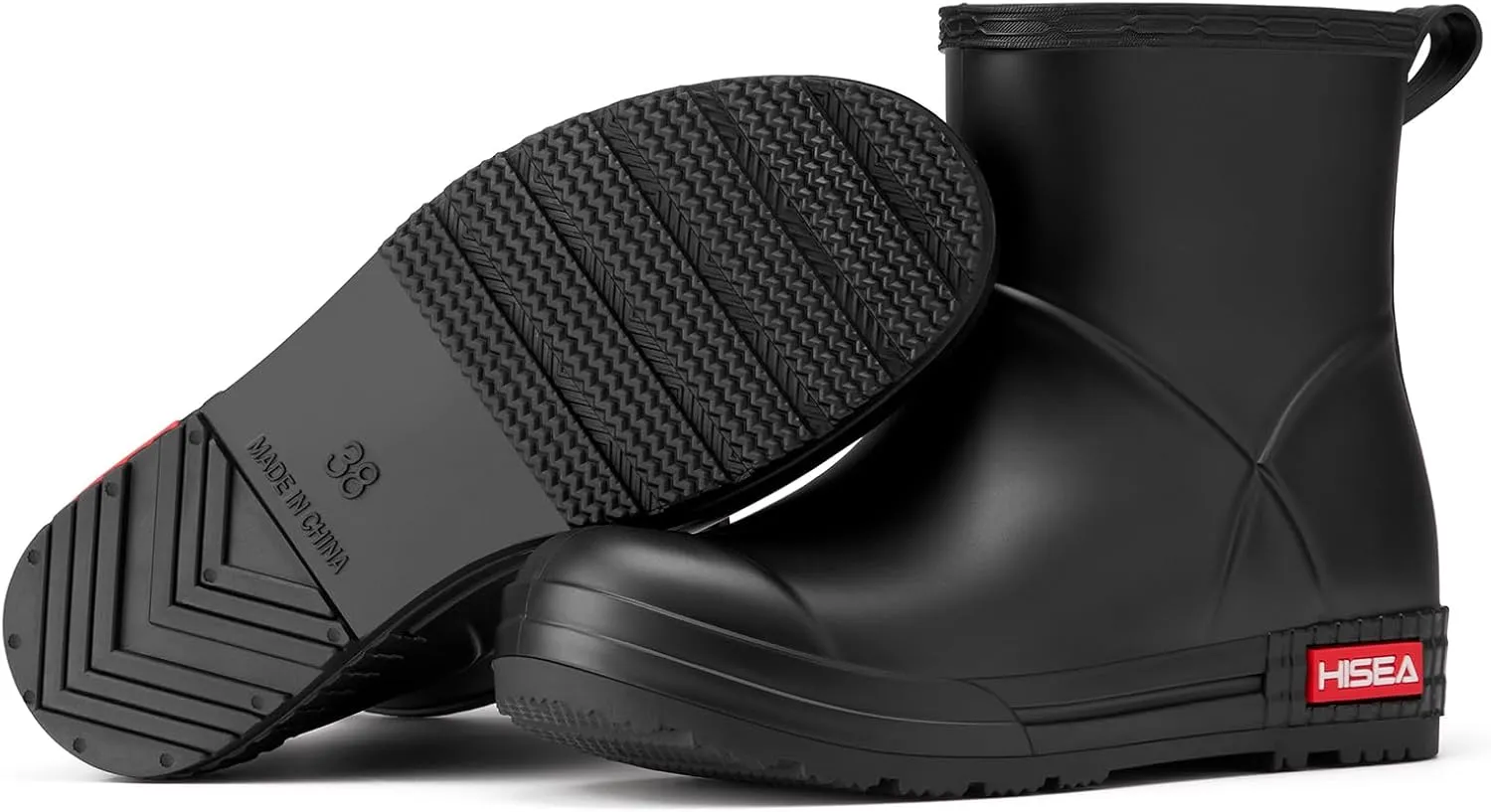 HISEA Women's Short Chelsea Boots Ankle Rubber Rain Boots for Garden Waterproof