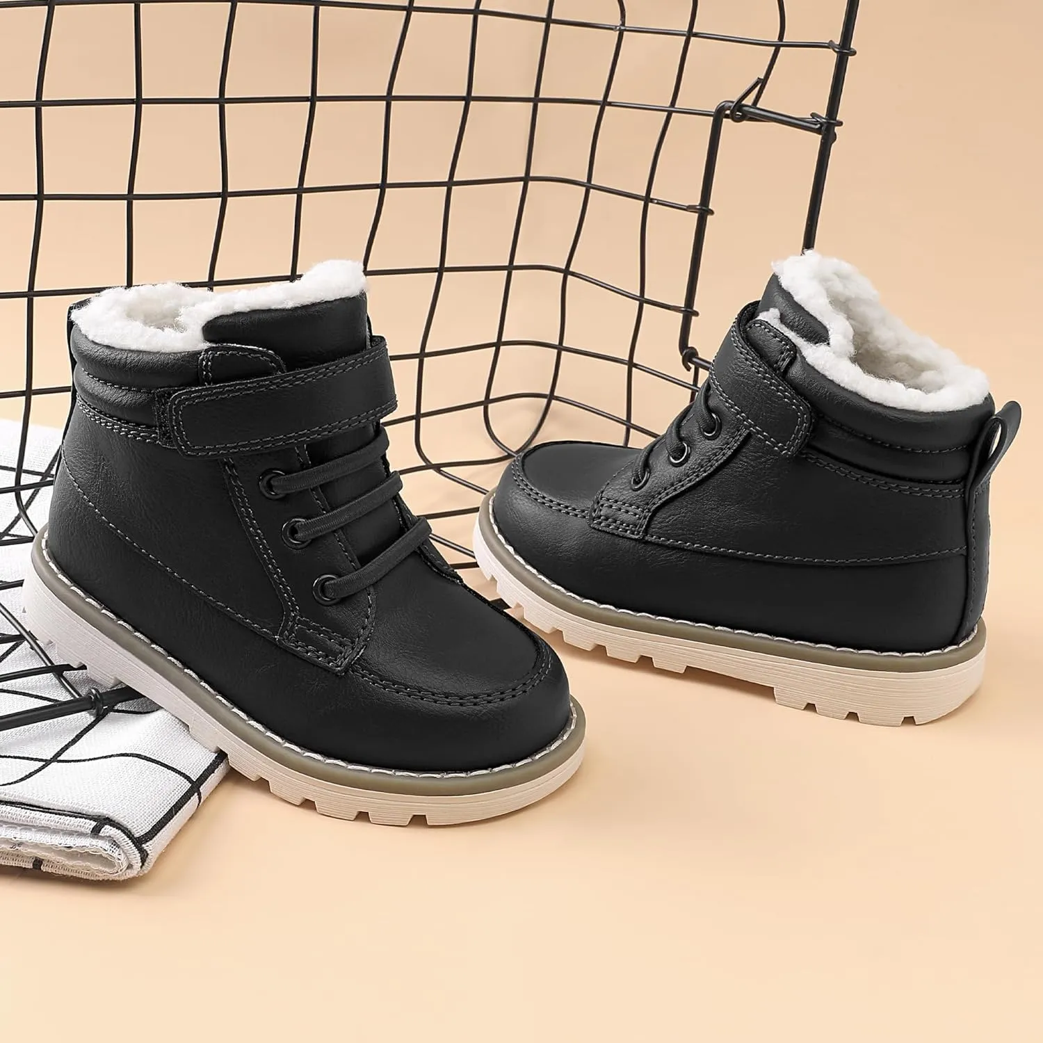 HOMEHOT Boys Fashion Boots High Top Sneakers Faux Leather (toddller/littile kids)