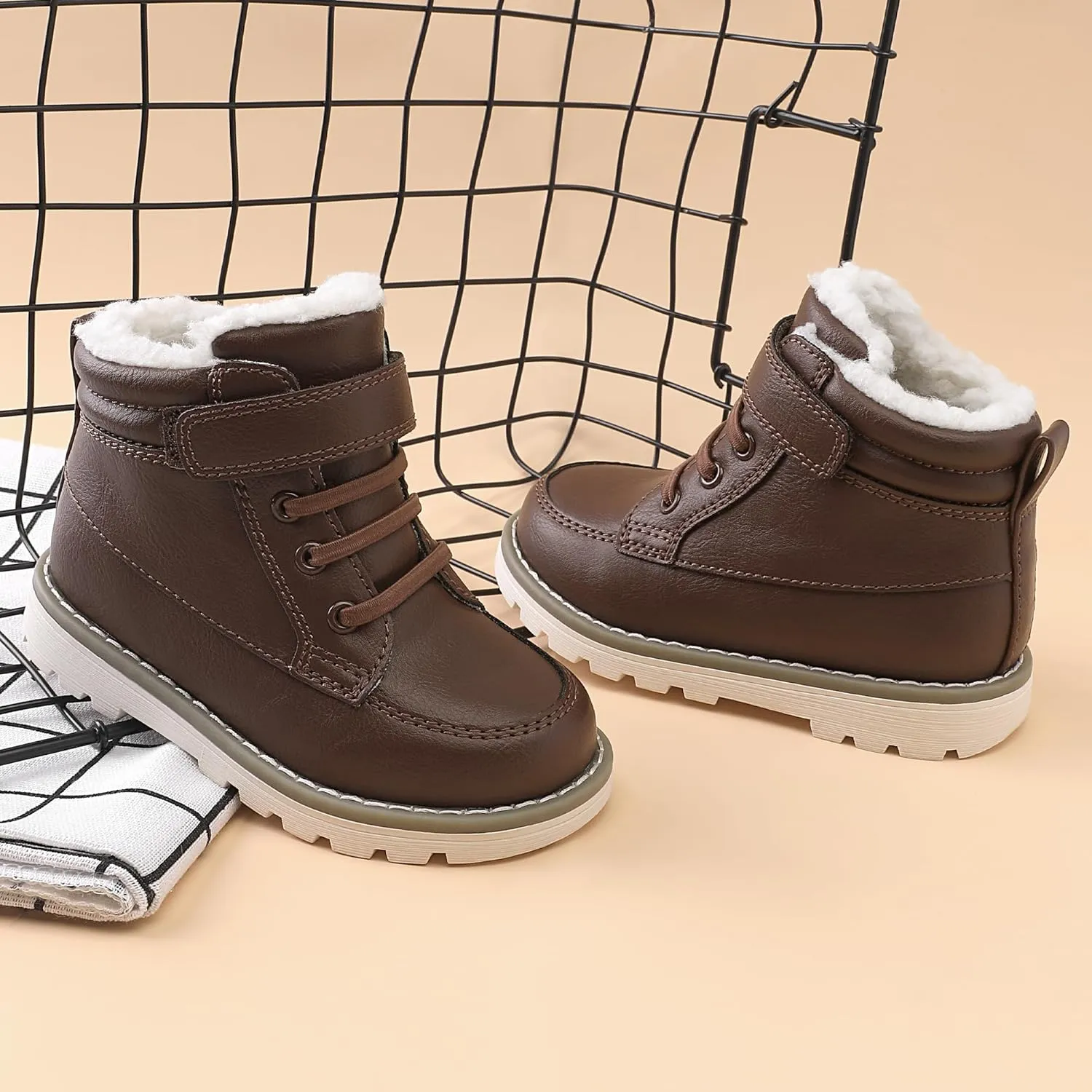 HOMEHOT Boys Fashion Boots High Top Sneakers Faux Leather (toddller/littile kids)