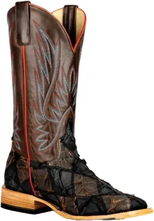Horse Power Top Hand Men's Toasted Big Bass Patchwork Boots HP8064 (Brown, US Footwear Size System, Adult, Men, Numeric, Wide, 11)