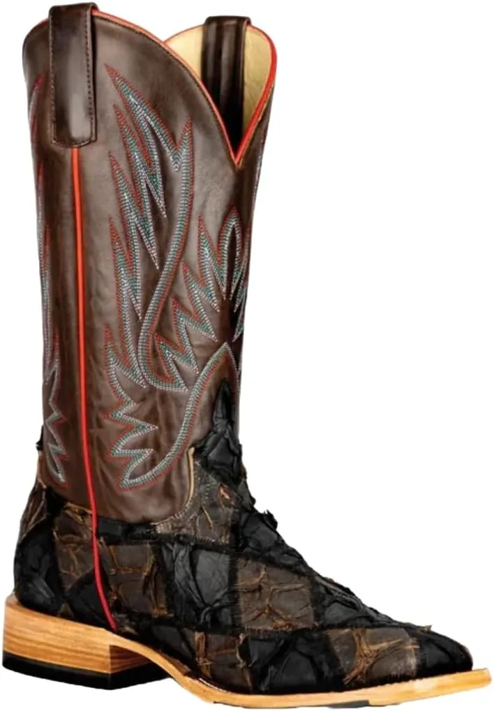 Horse Power Top Hand Men's Toasted Big Bass Patchwork Boots HP8064 (Brown, US Footwear Size System, Adult, Men, Numeric, Wide, 11)