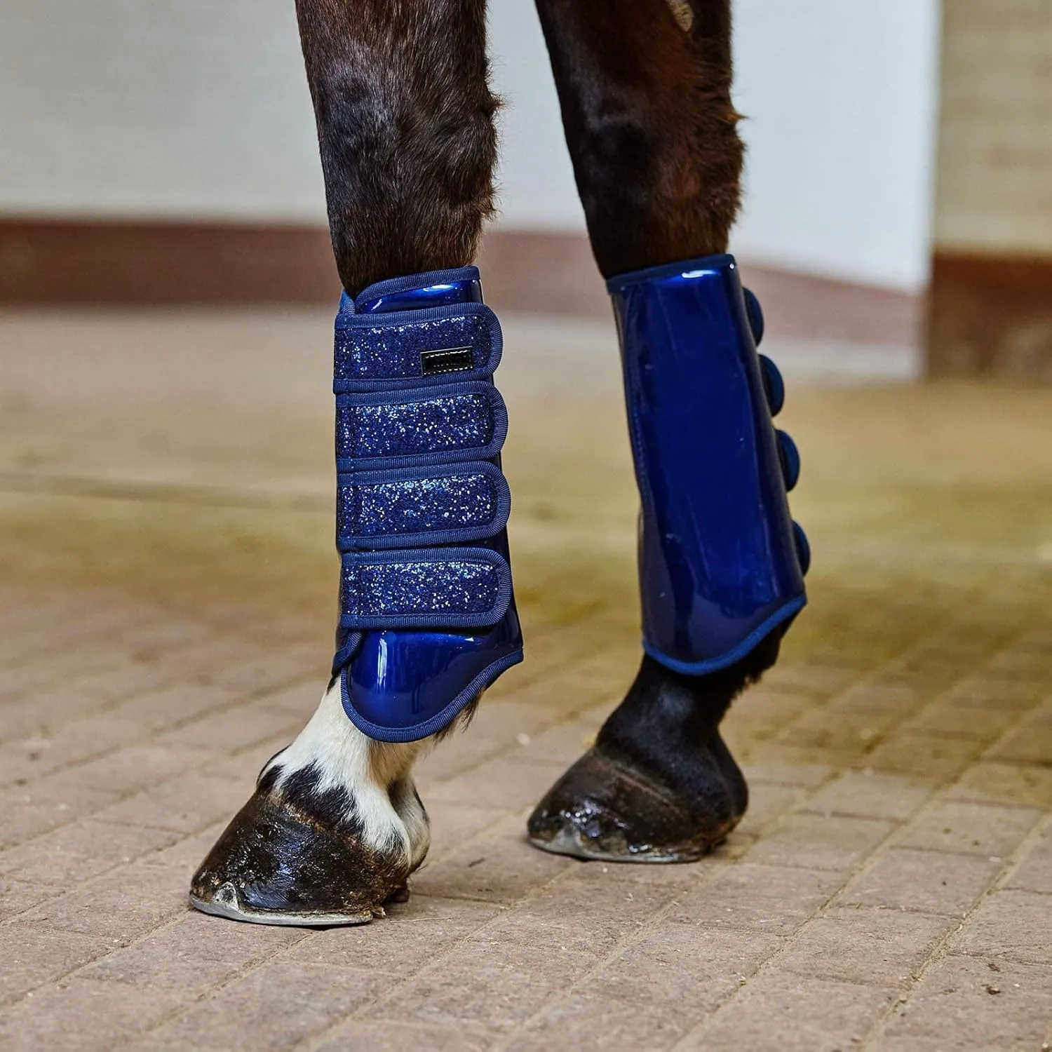 HORZE Protection Boots with Glitter - Dark Blue - Pony