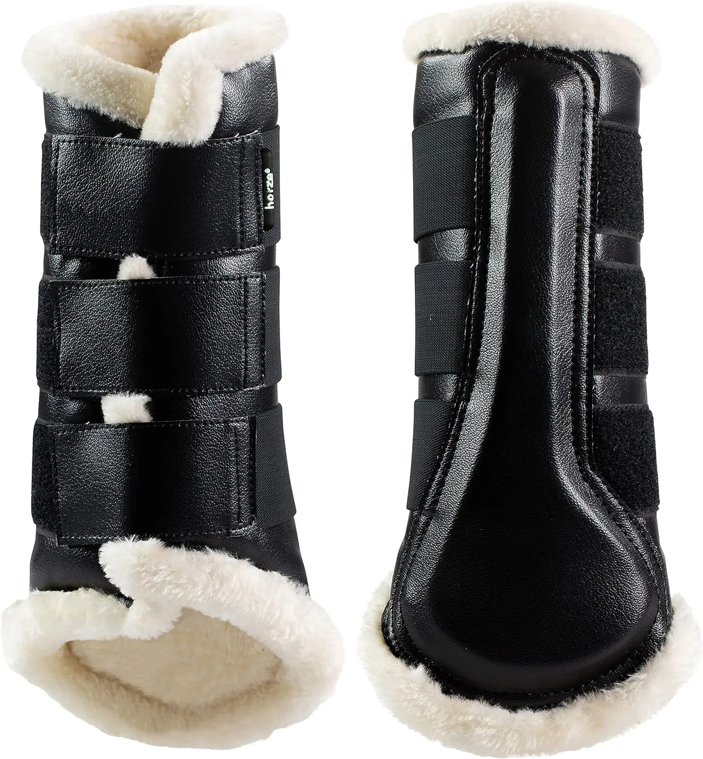 HORZE Wilton Faux Fur Brushing Boots - Black - M