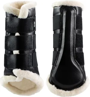 HORZE Wilton Faux Fur Brushing Boots - Black - M
