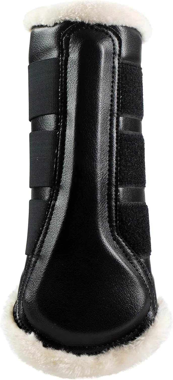 HORZE Wilton Faux Fur Brushing Boots - Black - M