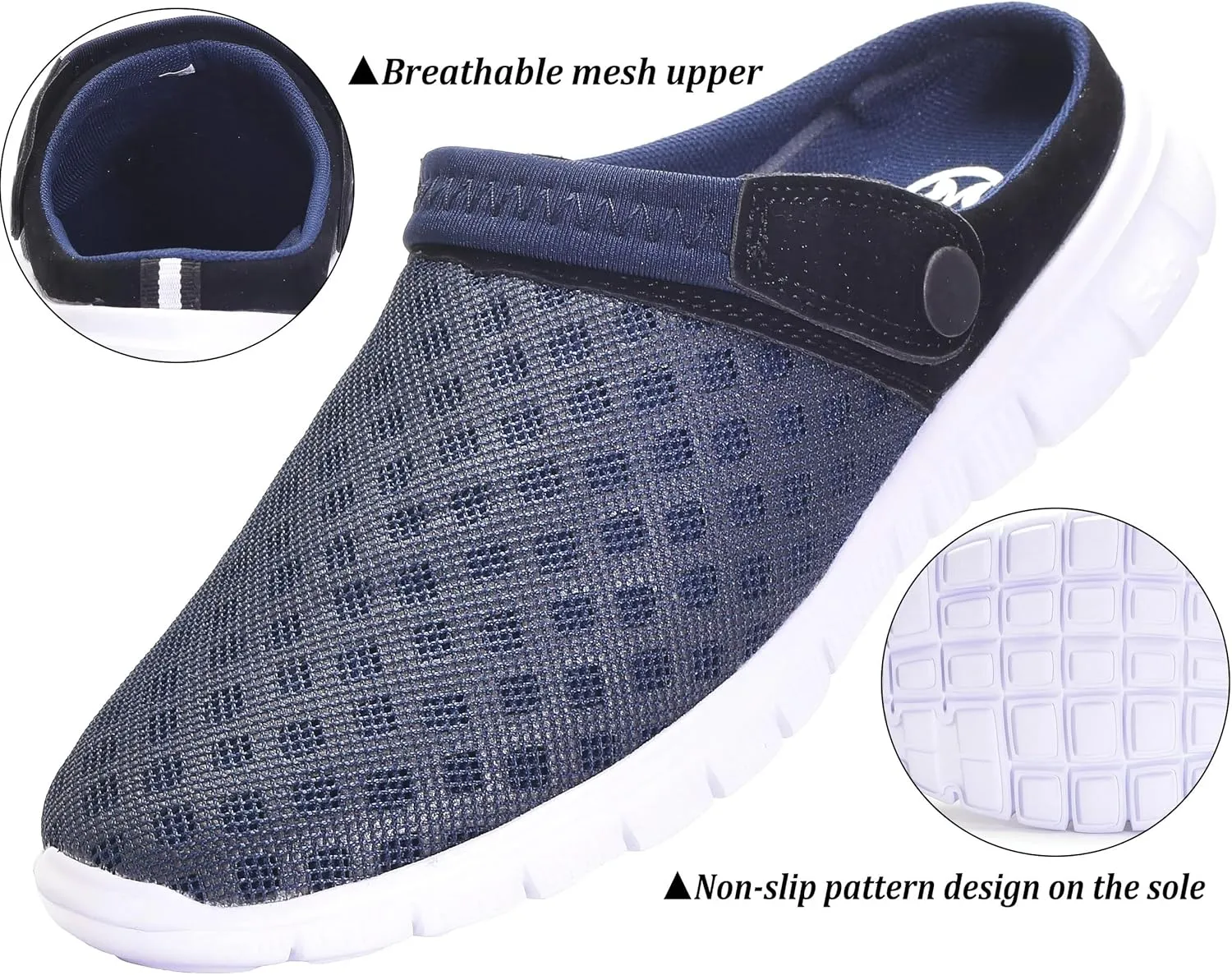 Hsyooes Mens Womens Mules & Clogs Garden Shoes Summer Breathable Mesh Slippers Non-Slip Outdoor Beach Sandals Unisex